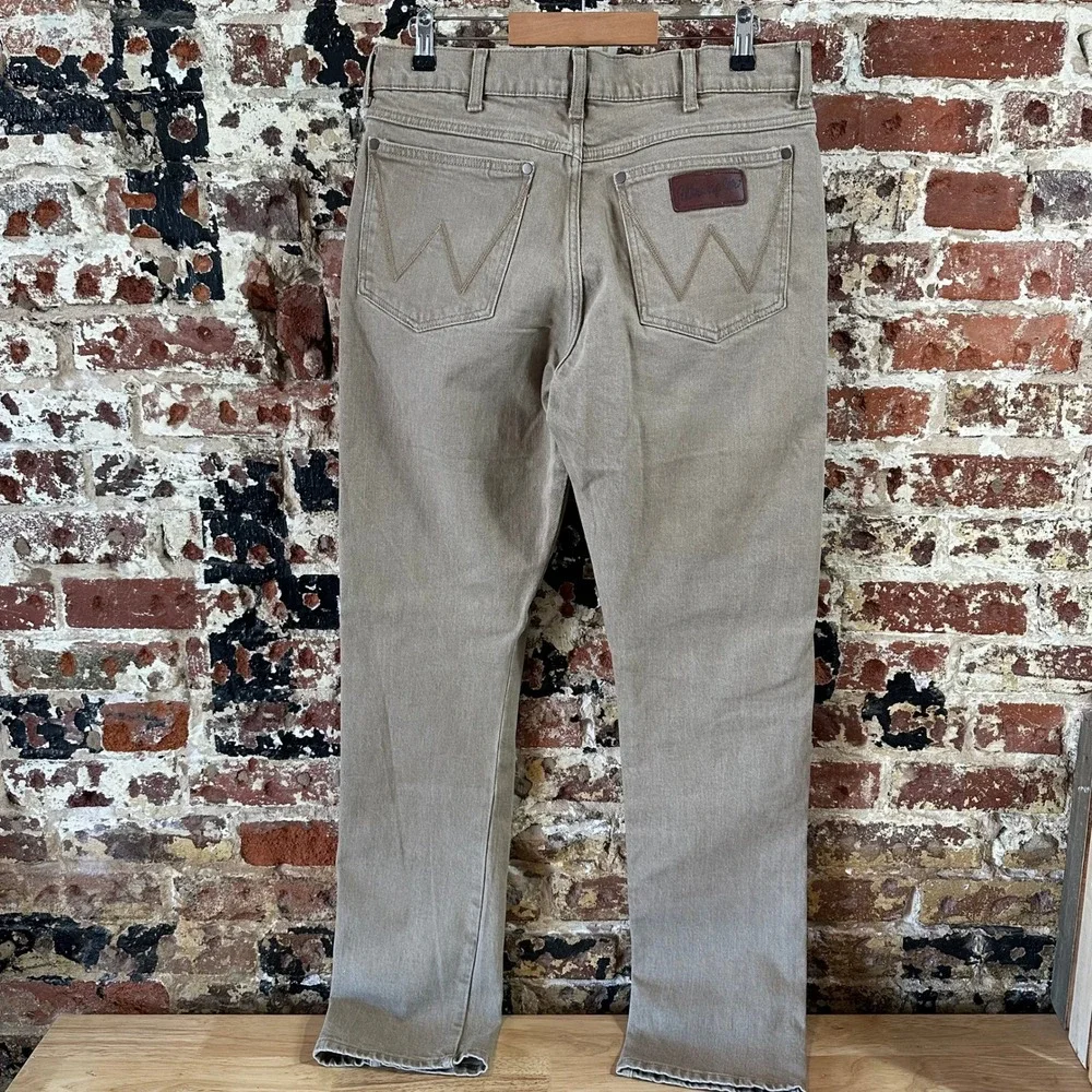 Wrangler Retro Slim Straight Leg Jeans Mens 32x34 Tan Brown